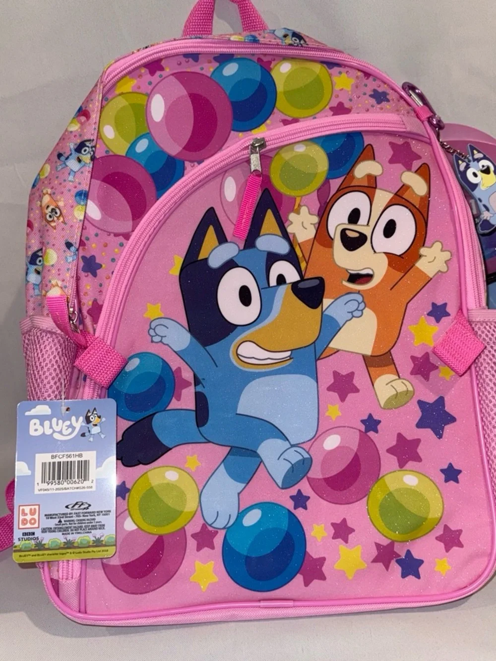 Bluey and Bingo Glitter 5-Piece School Backpack & Lunch Box Set